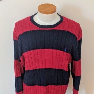 Ralph Lauren Men's Red & Blue Stripped Sweater